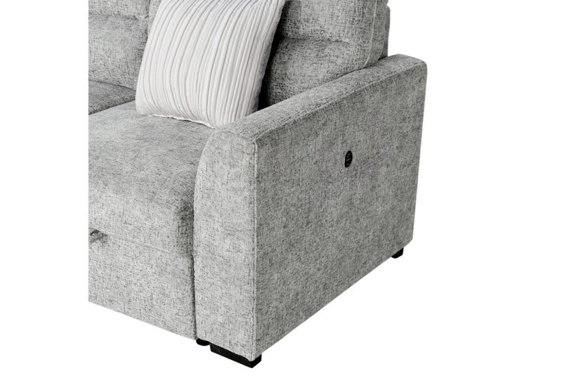 U9401 Nickel Sofa Bed Sectional With 3 Pillows - U9401-NICKEL-SECTIONAL W/ 3 PILLOWS