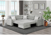 U9401 Nickel Sofa Bed Sectional With 3 Pillows And Ottoman - U9401-NICKEL-SECTIONAL W/ 3 PILLOWS + OTT