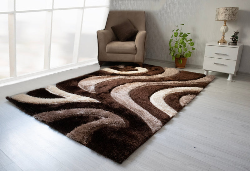 3D Shaggy BROWN Area Rug - 3D444 - 3D444-BRW-57