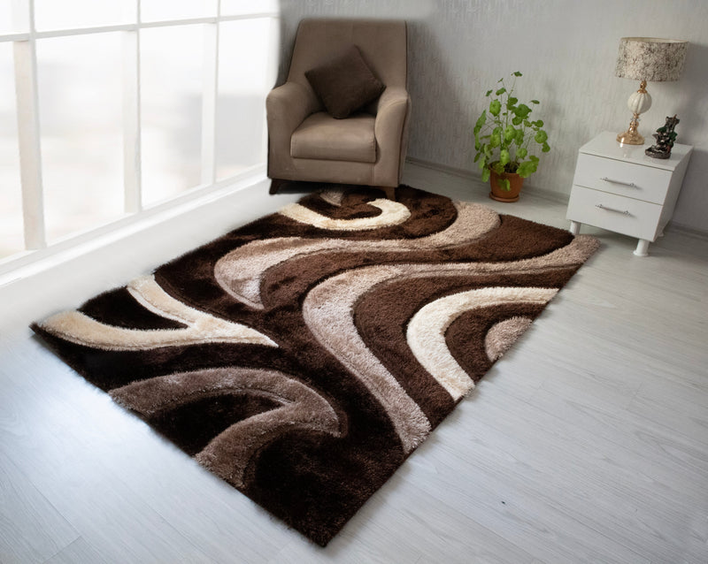 3D Shaggy BROWN Area Rug - 3D444 - 3D444-BRW-57