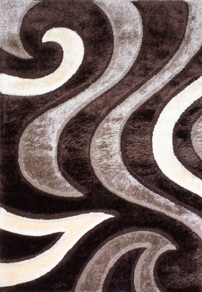 3D Shaggy BROWN Area Rug - 3D444 - 3D444-BRW-57