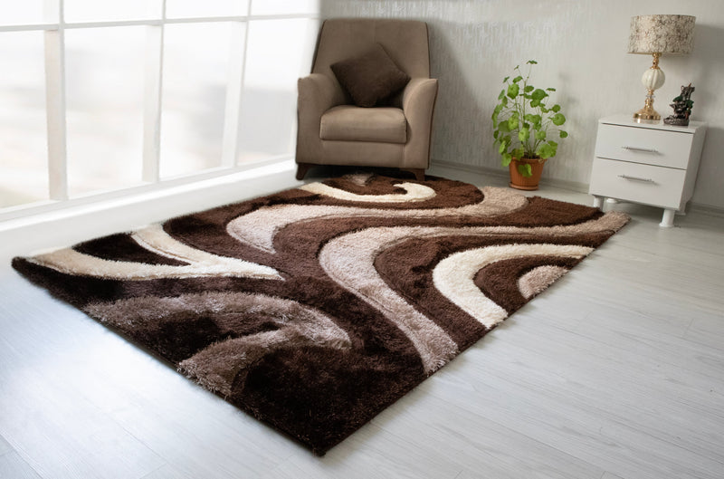 3D Shaggy BROWN-BEIGE Area Rug - 3D555 - 3D555-BRN-BEG-57