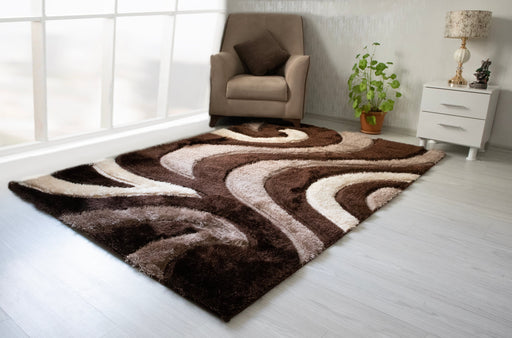 3D Shaggy BROWN-BEIGE Area Rug - 3D555 - 3D555-BRN-BEG-57
