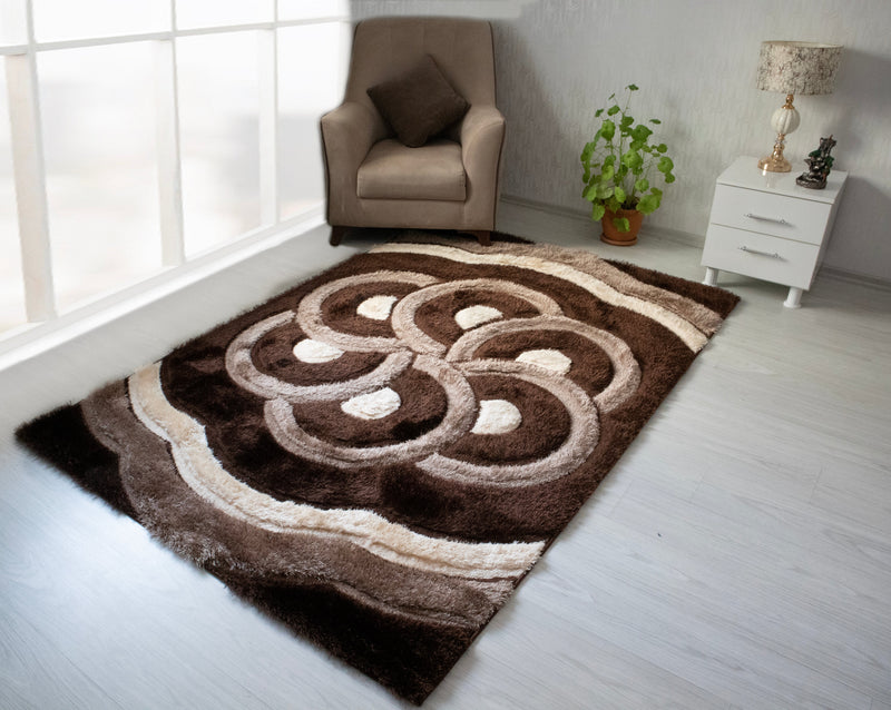 3D Shaggy BROWN-BEIGE Area Rug - 3D999 - 3D999-BRN-BEG-57
