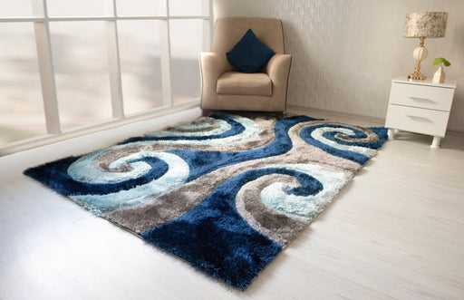 3D Shaggy GRAY-BLUE Area Rug - 3D555 - 3D555-GRY-BLU-57