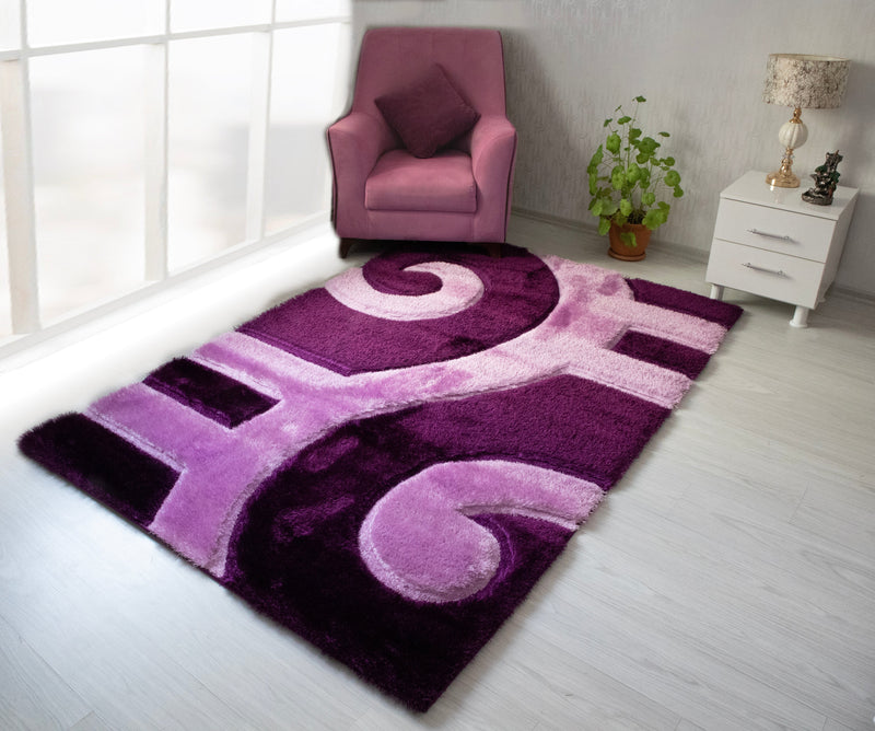 3D Shaggy PURPLE Area Rug - 3D666 - 3D666-PRP-PRP-57