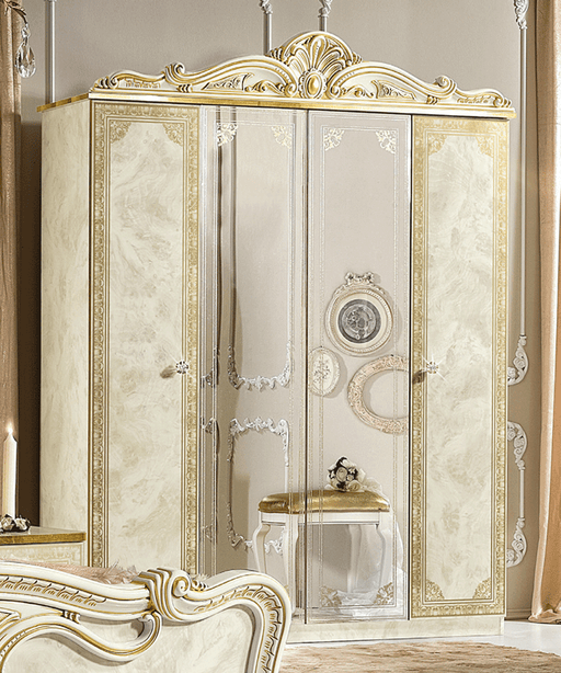 4-Door Wardrobe w/2 Mirrors (2 Coat Hangers + 2 Shelves) - i24005