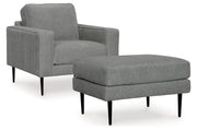 Hazela Charcoal Chair and Ottoman -  Ashley - Luna Furniture