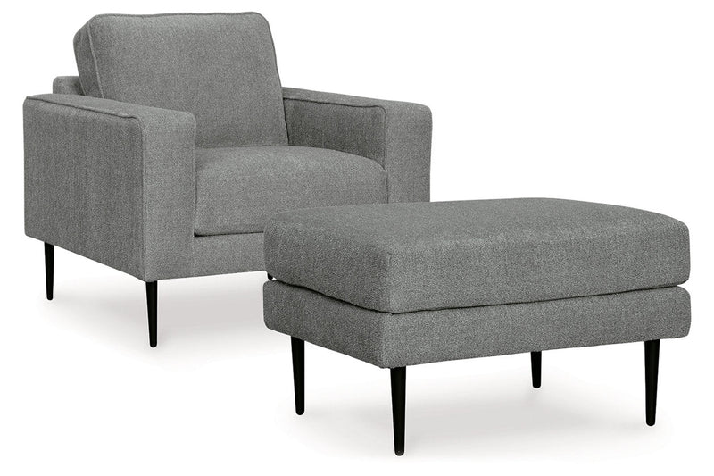 Hazela Charcoal Chair and Ottoman -  Ashley - Luna Furniture