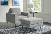 Hazela Charcoal Chair and Ottoman -  Ashley - Luna Furniture