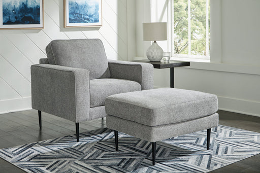 Hazela Charcoal Chair and Ottoman -  Ashley - Luna Furniture