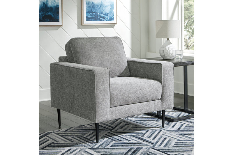Hazela Charcoal Chair and Ottoman -  Ashley - Luna Furniture