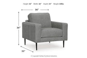 Hazela Charcoal Chair and Ottoman -  Ashley - Luna Furniture