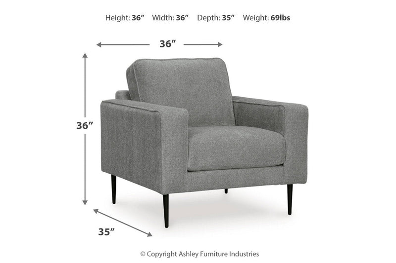 Hazela Charcoal Chair and Ottoman -  Ashley - Luna Furniture