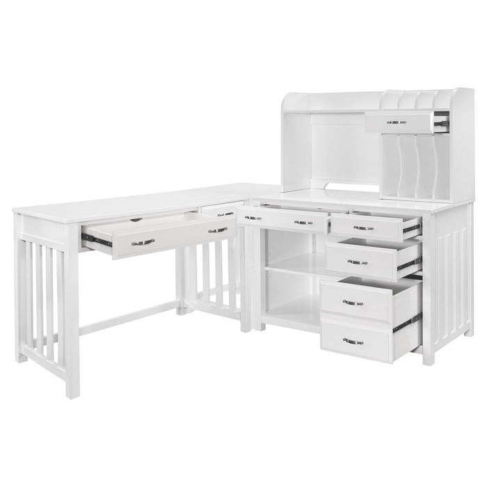 4522WH*4 4pc Corner Desk (Desk+Corner+Credenza+Hutch) - 4522WH*4