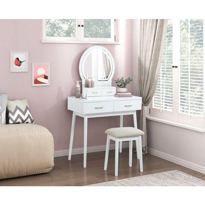 4565WH Dressing Table with Mirror - 4565WH