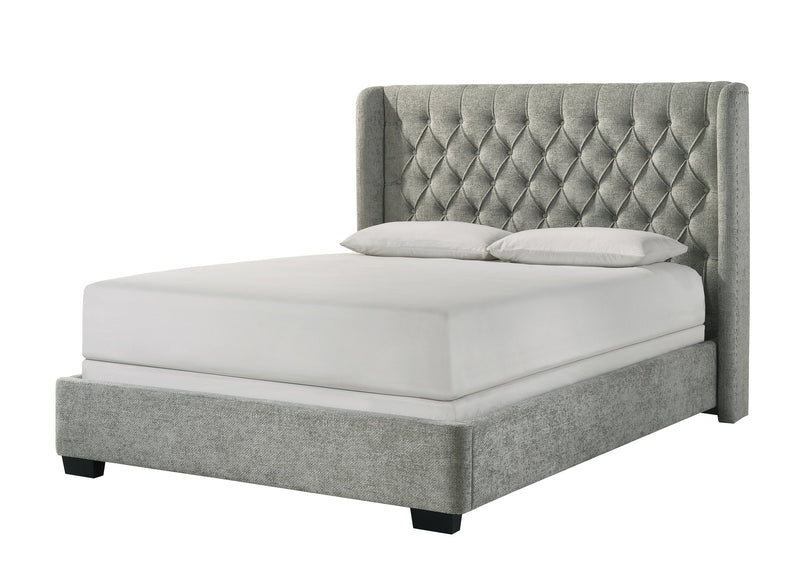 Daphne Light Gray Tweed Upholstered King Bed from Crown Mark - Luna Furniture