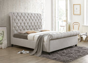 Kate Light Gray King Upholstered Sleigh Platform Bed from Crown Mark - Luna Furniture