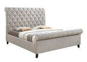 Kate Light Gray King Upholstered Sleigh Platform Bed from Crown Mark - Luna Furniture