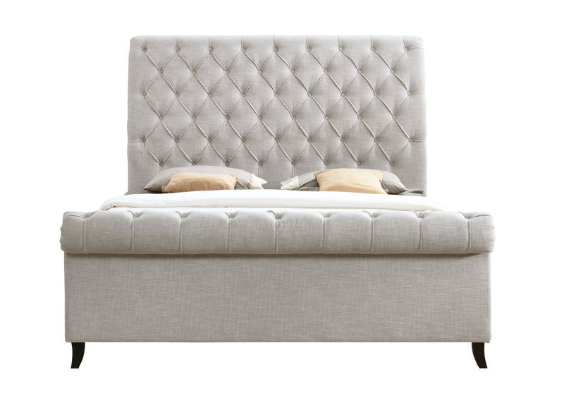 Kate Light Gray King Upholstered Sleigh Platform Bed from Crown Mark - Luna Furniture