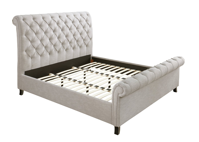 Kate Light Gray King Upholstered Sleigh Platform Bed from Crown Mark - Luna Furniture