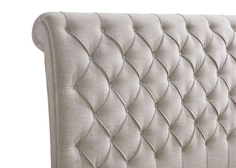 Kate Light Gray King Upholstered Sleigh Platform Bed from Crown Mark - Luna Furniture