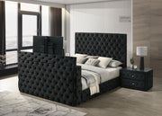 Josephine Black Queen Upholstered Panel Bed with TV Lift from Crown Mark - Luna Furniture
