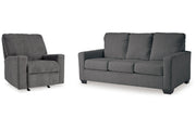 Rannis Pewter Full Sofa Sleeper and Recliner -  Ashley - Luna Furniture