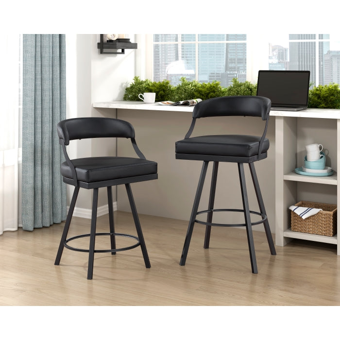 5565-24BK Swivel Counter Height Chair, Set of 2 - 5565-24BK