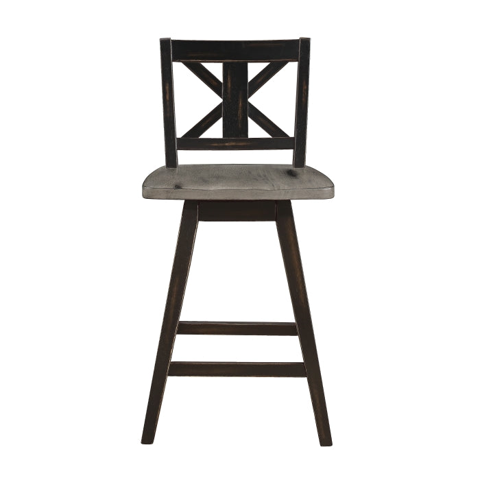 5602-24BK Swivel Counter Height Chair, Black, Set of 2 - 5602-24BK