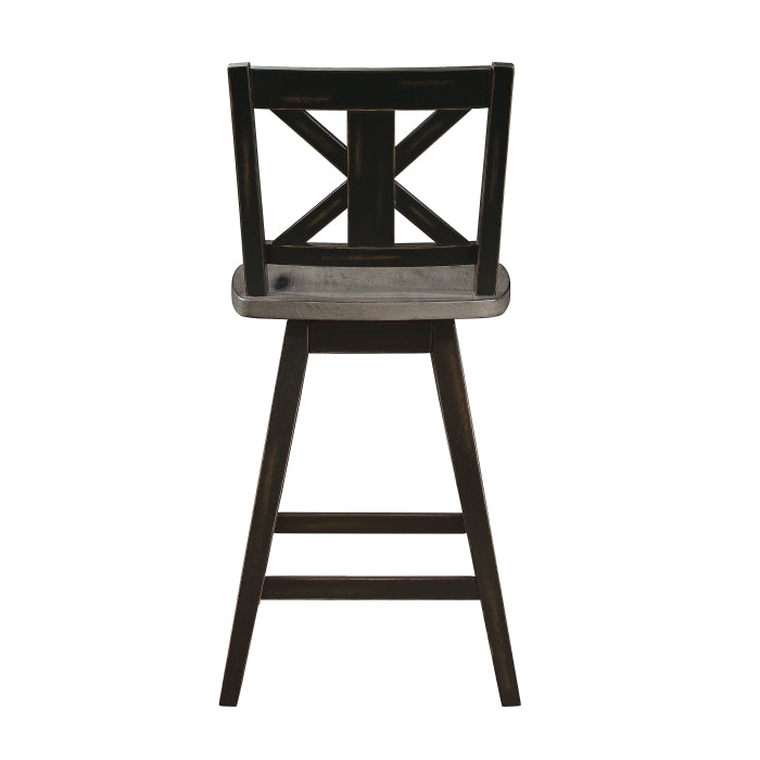 5602-24BK Swivel Counter Height Chair, Black, Set of 2 - 5602-24BK
