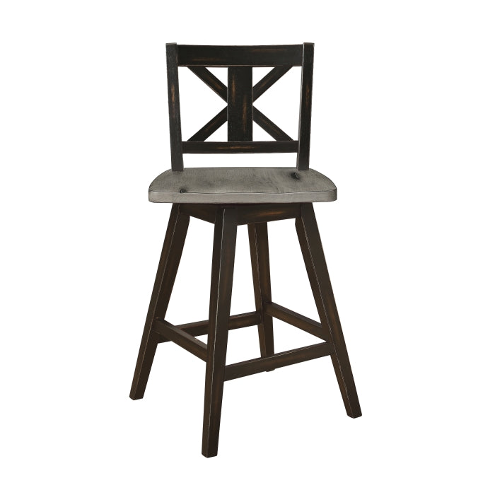 5602-24BK Swivel Counter Height Chair, Black, Set of 2 - 5602-24BK