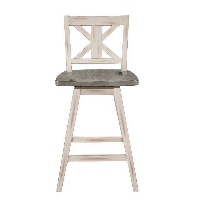 5602-24WT Swivel Counter Height Chair, White, Set of 2 - 5602-24WT