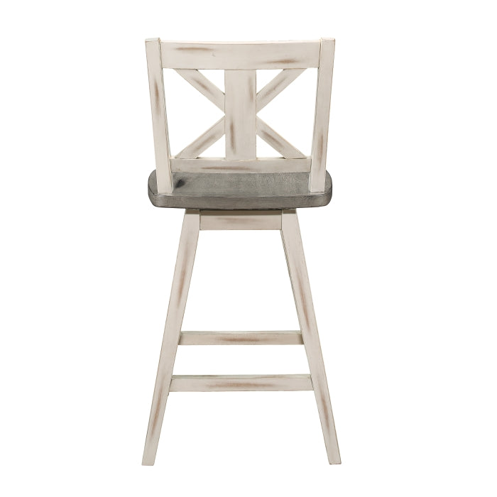 5602-24WT Swivel Counter Height Chair, White, Set of 2 - 5602-24WT
