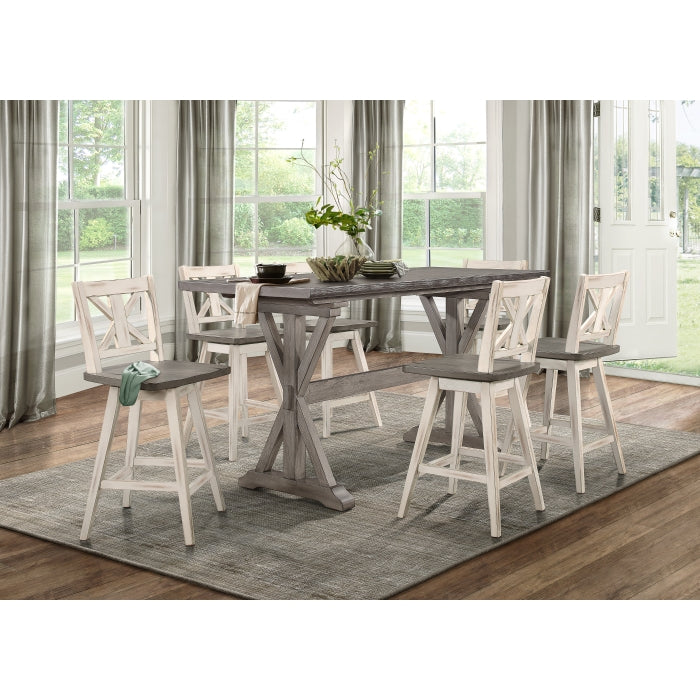 5602-24WT Swivel Counter Height Chair, White, Set of 2 - 5602-24WT