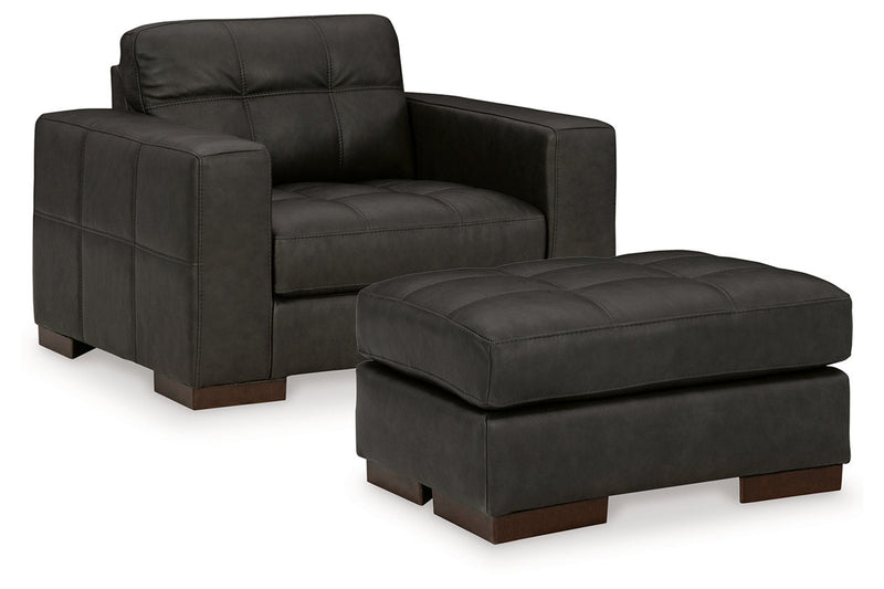 Luigi Thunder Oversized Chair and Ottoman -  Ashley - Luna Furniture