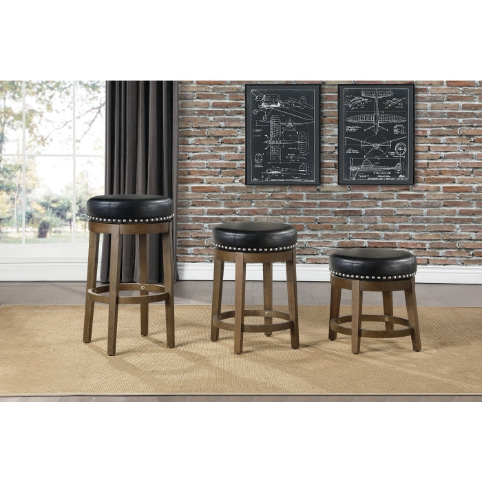5681BLK-29 Round Swivel Pub Height Stool, Black, Set of 2 - 5681BLK-29