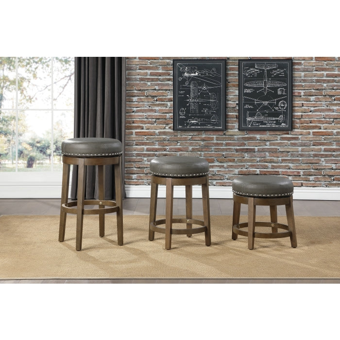 5681GRY-24 Round Swivel Counter Height Stool, Gray, Set of 2 - 5681GRY-24