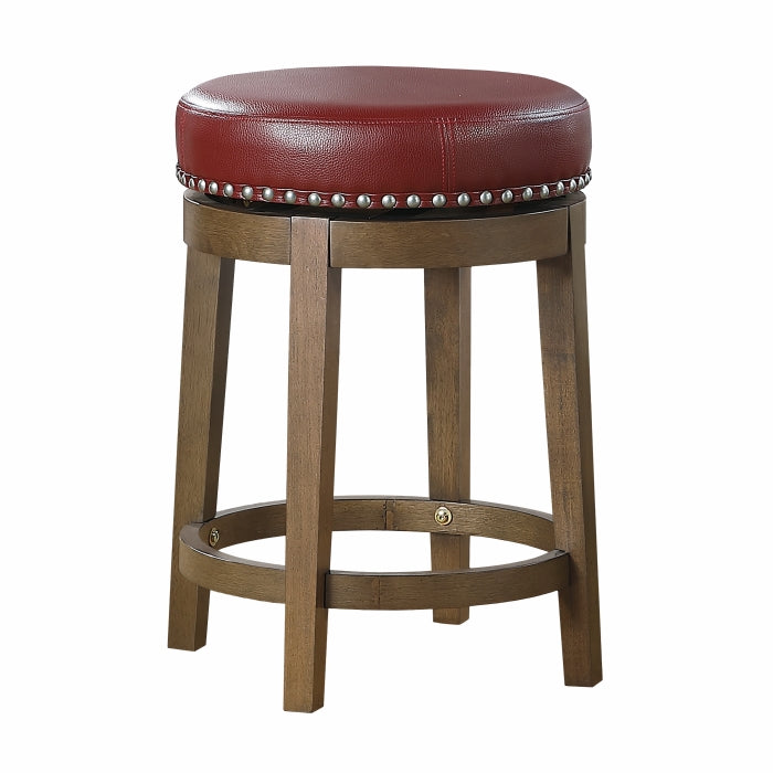 5681RED-24 Round Swivel Counter Height Stool, Red, Set of 2 - 5681RED-24
