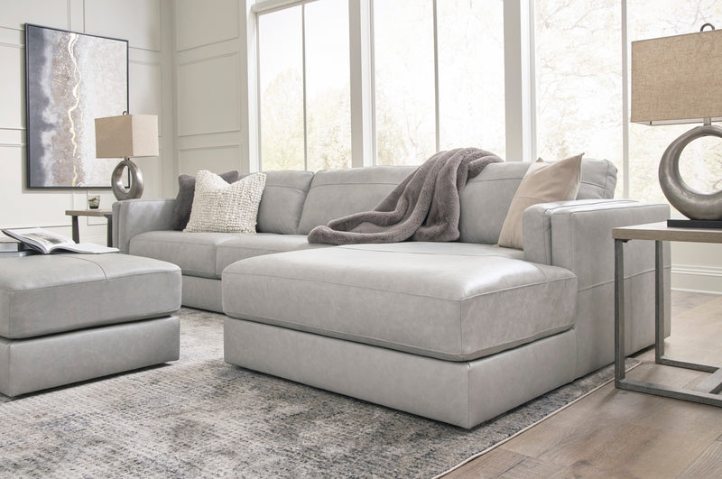 Amiata Glacier Leather 2-Piece RAF Chaise Sectional -  Ashley - Luna Furniture