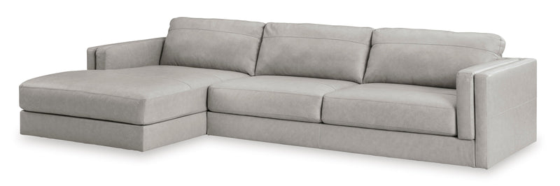 Amiata Glacier Leather 2-Piece LAF Chaise Sectional -  Ashley - Luna Furniture