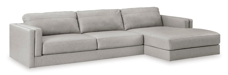Amiata Glacier Leather 2-Piece RAF Chaise Sectional -  Ashley - Luna Furniture
