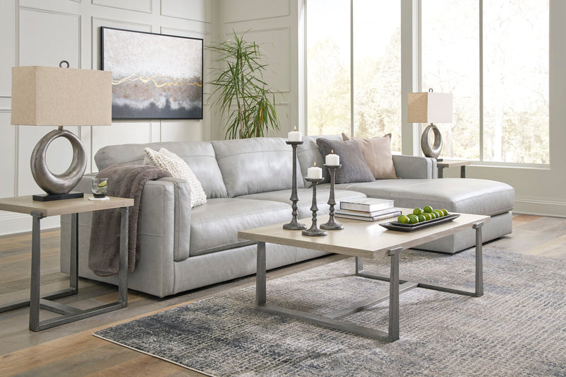 Amiata Glacier Leather 2-Piece RAF Chaise Sectional -  Ashley - Luna Furniture