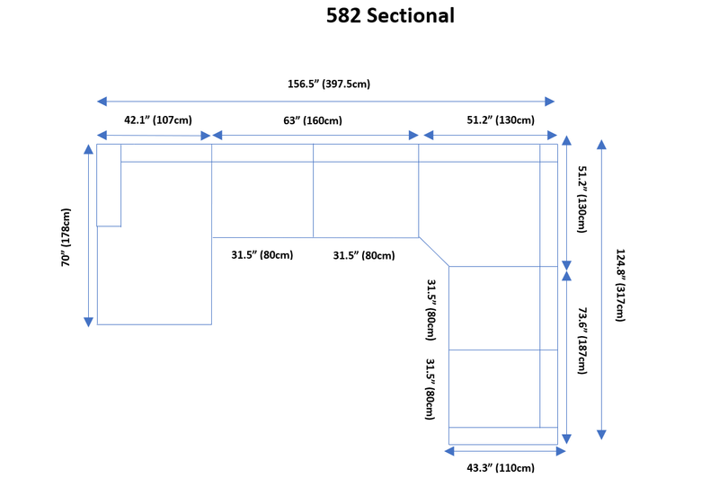 582 Sectional Left SET - Gate FurnitureSectional