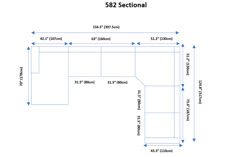 582 Sectional Right SET - Gate FurnitureSectional