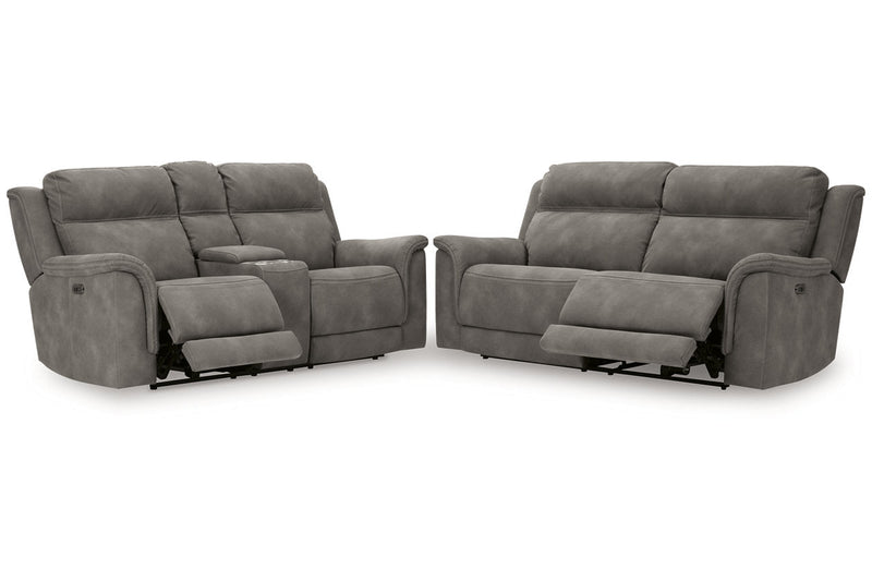 Next-Gen DuraPella Slate Power Reclining Sofa and Loveseat -  Ashley - Luna Furniture