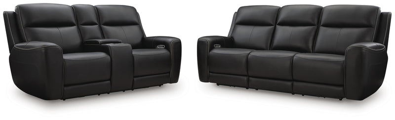 5Z-Comfort Sofa and Loveseat in Onyx - PKG023836