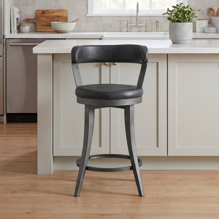 6029-24BK Swivel Counter Height Chair, Set of 2 - 6029-24BK
