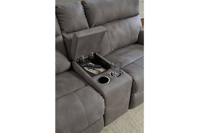 Next-Gen DuraPella Slate 3-Piece Power Reclining Sectional Loveseat with Console -  Ashley - Luna Furniture