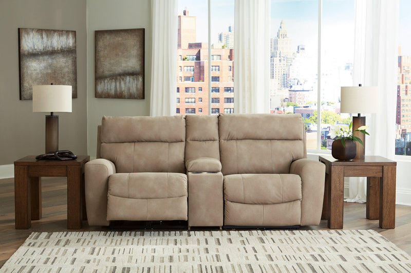 Next-Gen DuraPella Sand 3-Piece Power Reclining Sectional Loveseat with Console -  Ashley - Luna Furniture